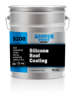 Image of United Asphalt's Armour Proof AP-5200 Silicone Roof Coating in 5 Gallon Pail