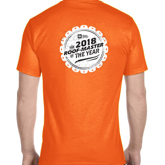 Reverse Side of the Roof-Master of the Year Shirt Featuring the 2018 Contest Logo