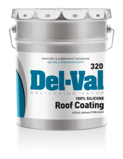 Del-Val 320 Silicone Roof Coating 5 Gallon Pail with White Lid