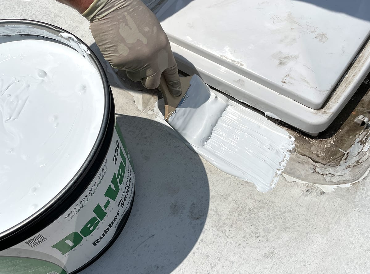Del-Val 230 Mobile Home RV Roof Vent Perimeter Seal Repair Brush Application