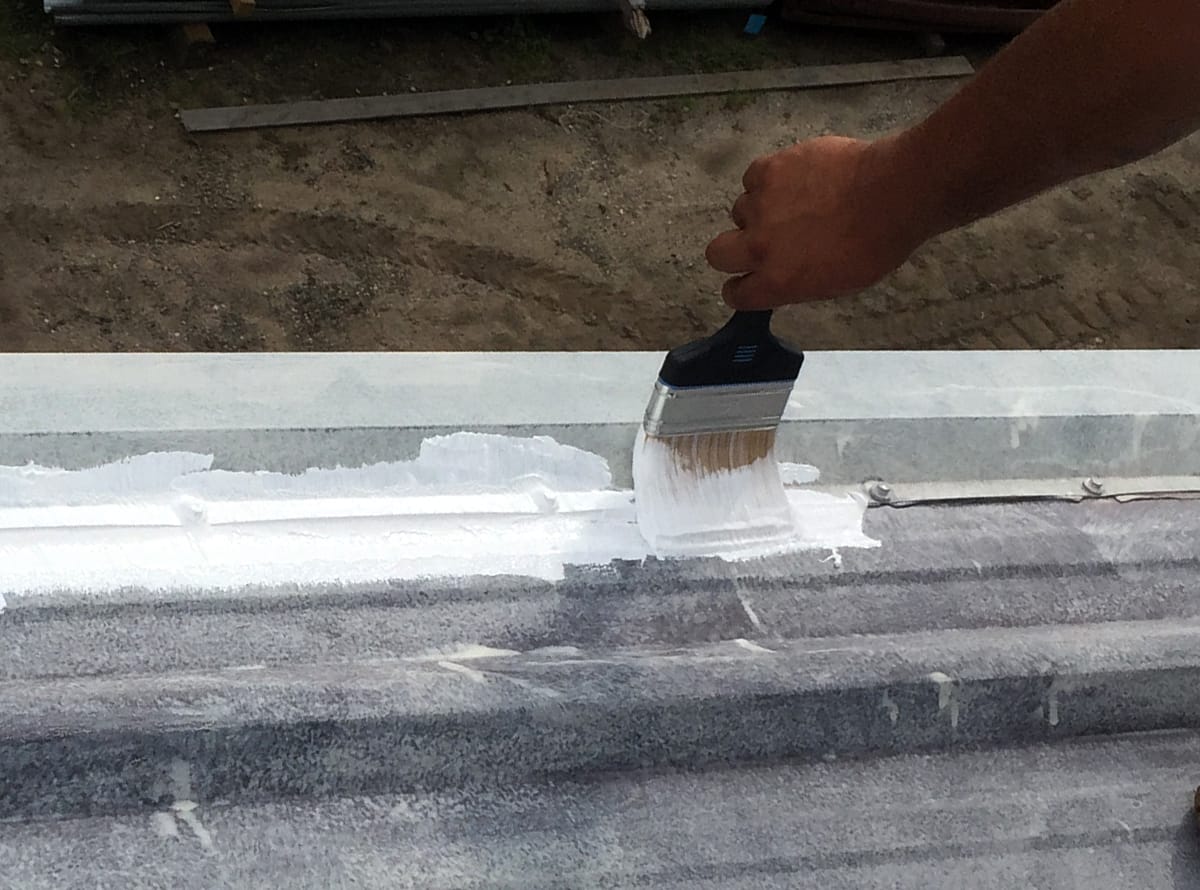 AP-2100 Modified Liquid Rubber Roof Penetration Repair in Progress