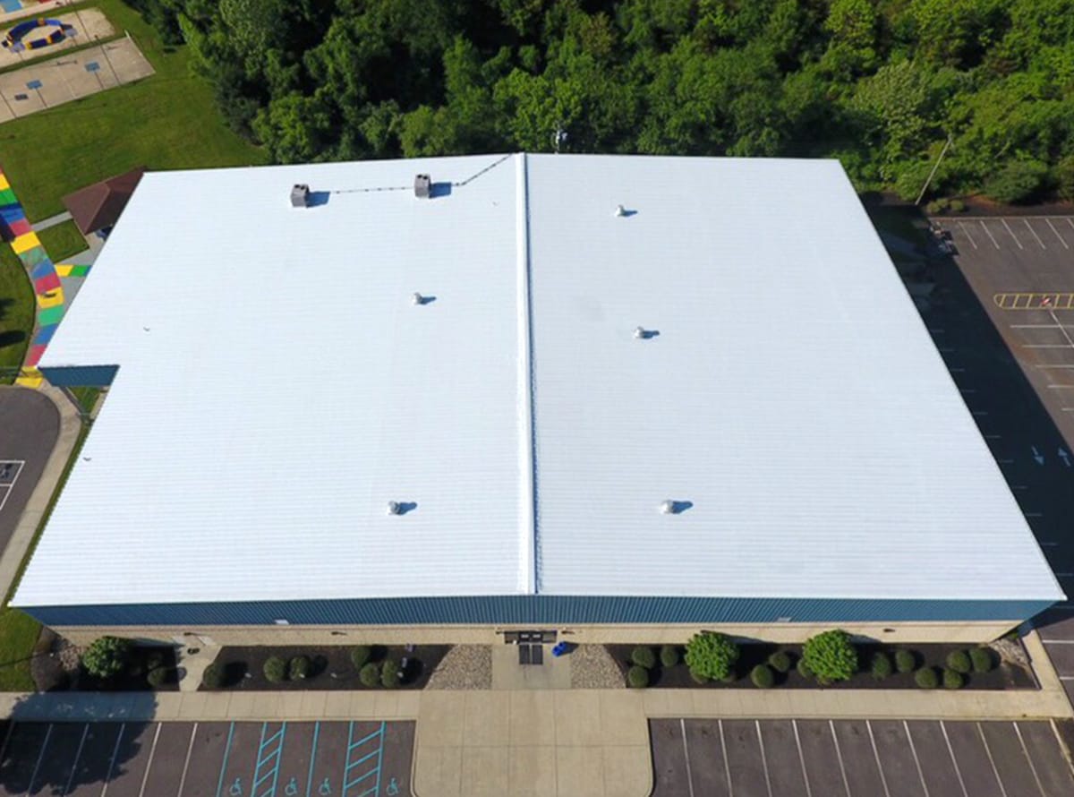 AP-3200 Acrylic Roof Coating Metal Roof Restoration Drone Shot 2
