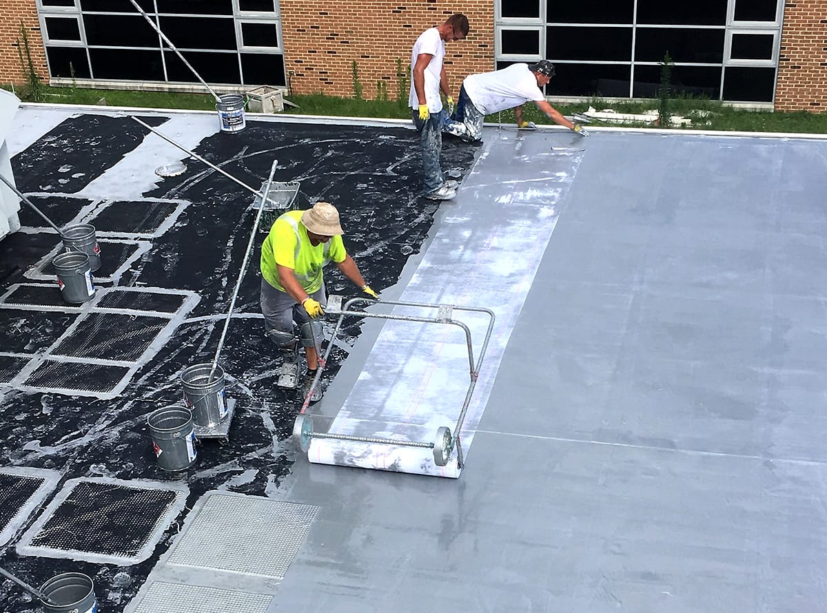 AP-5100 Moisture Cure Polyurethane Fully Reinforced System Fabric Installation Roof Restoration