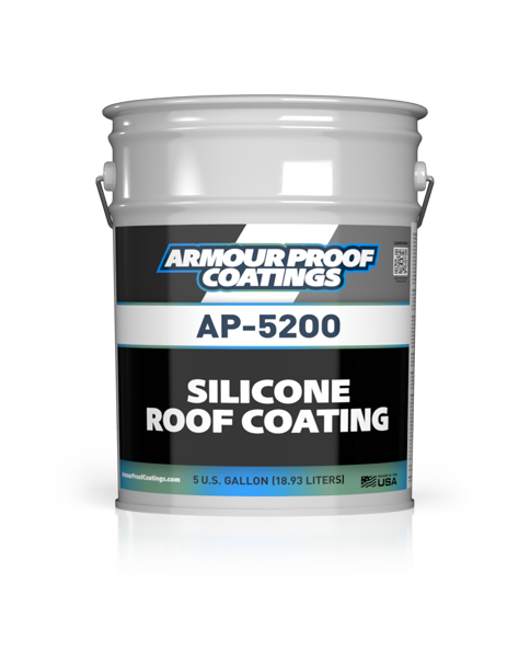 AP-5200 Silicone Roof Coating 2024 Rebrand in 5 Gallon Pail