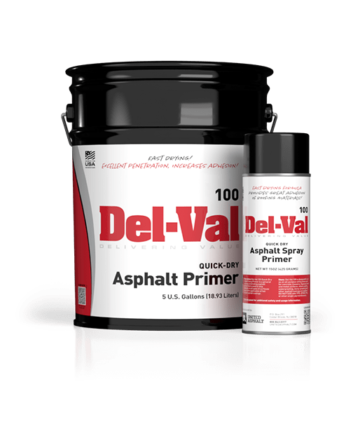 Del-Val 100 Quick-Dry Asphalt Primer in 15 Ounce Spray Can & 5 Gallon Pail