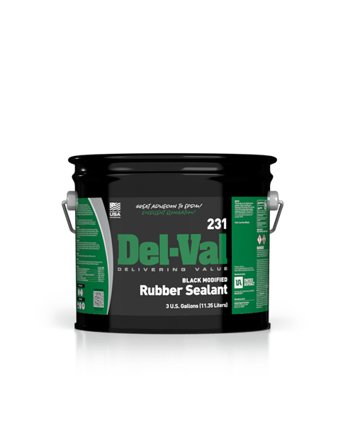 Del-Val 231 Black Modified Rubber Sealant in 3 Gallon Pail