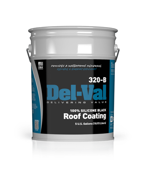 Del-Val 320-B 100% Silicone Roof Coating in Black in 5 Gallon Pail