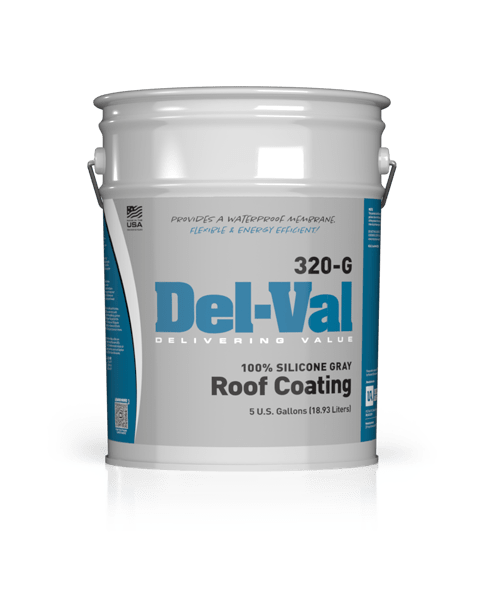 Del-Val 320-G 100% Silicone Roof Coating in Gray in 5 Gallon Pail