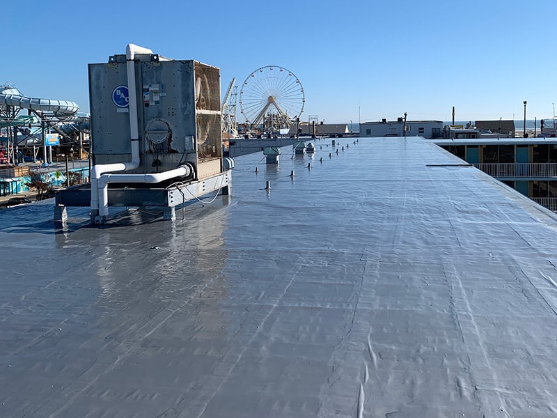 Blue Palms Hotel After AP-5100 Moisture Cure Polyurethane Coating Roof Restoration HVAC View