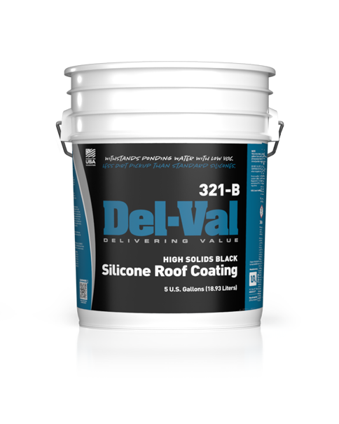 Del-Val 321-B High Solids Silicone Roof Coating in Black in 5 Gallon Bucket