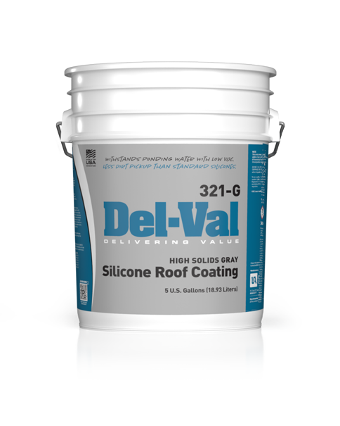 Del-Val 321-G High Solids Silicone Roof Coating in Gray in 5 Gallon Bucket
