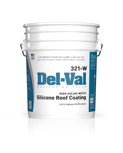Del-Val 321-W High Solids Silicone Roof Coating in White in 5 Gallon Bucket
