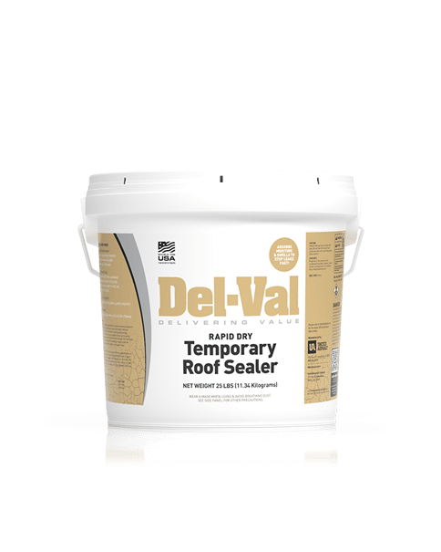 Del-Val Rapid Dry Temporary Roof Sealer 25lb Bucket Product Image Del-Val Rapid Dry Temporary Roof Sealer 25lb Bucket Product Image
